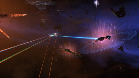 A large scale space battle in Star Trek Online