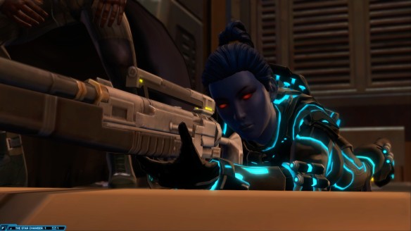 My agent takes her shot during the climax of the class story in Star Wars: The Old Republic